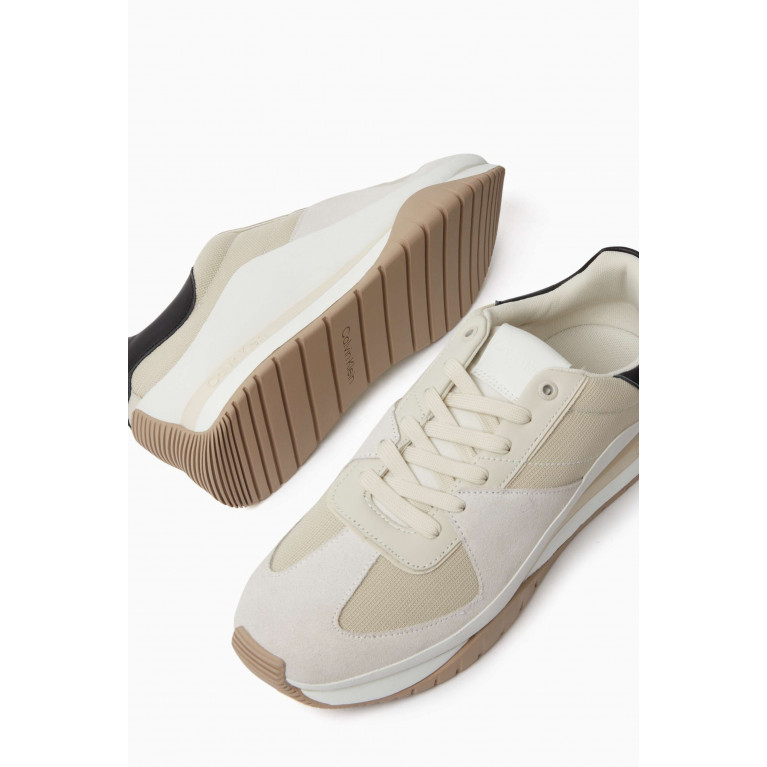Calvin Klein - Colour-block Low-top Sneakers in Natural Leather