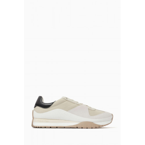 Calvin Klein - Colour-block Low-top Sneakers in Natural Leather