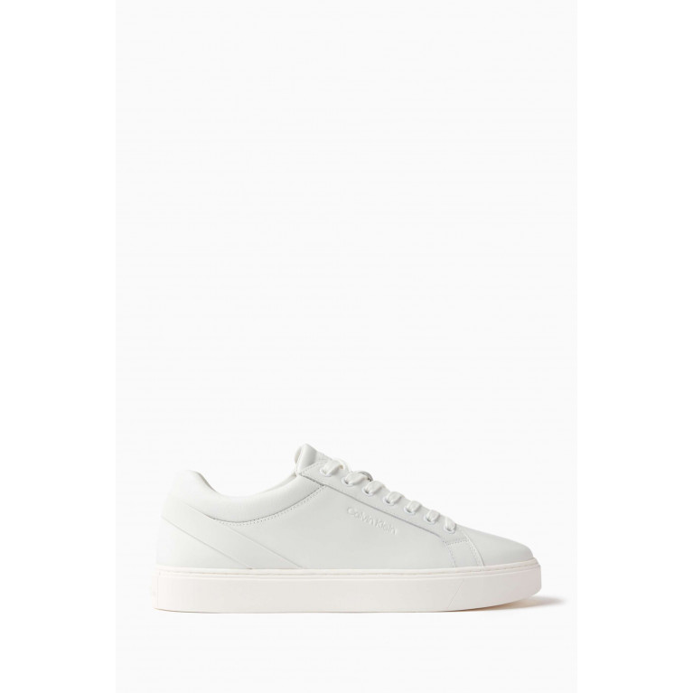 Calvin Klein - Archive Stripe Low Top Sneakers in Leather White