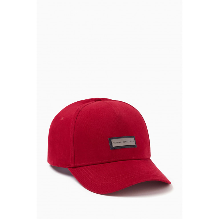 Tommy Hilfiger - Seasonal Corporate Logo Baseball Cap in Cotton Red