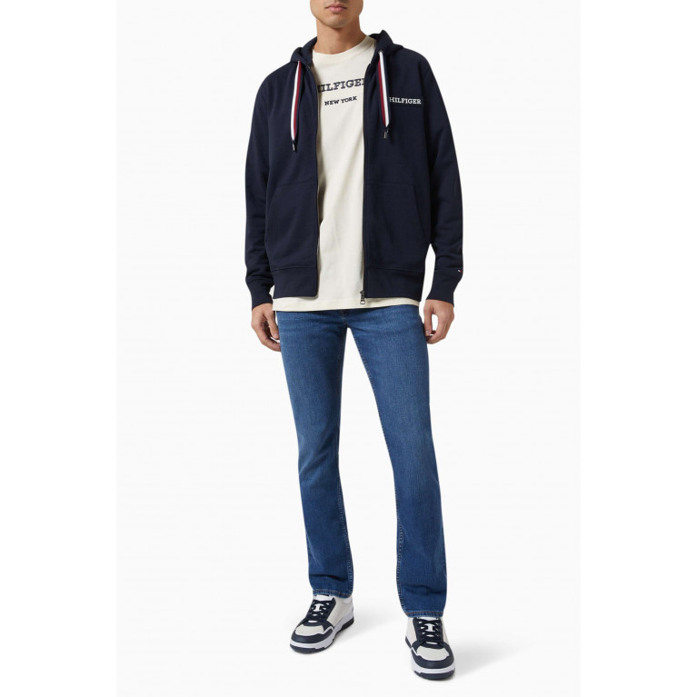 Tommy Hilfiger - Global Stripe Monotype Hoodie in Viscose-cotton Blend Blue