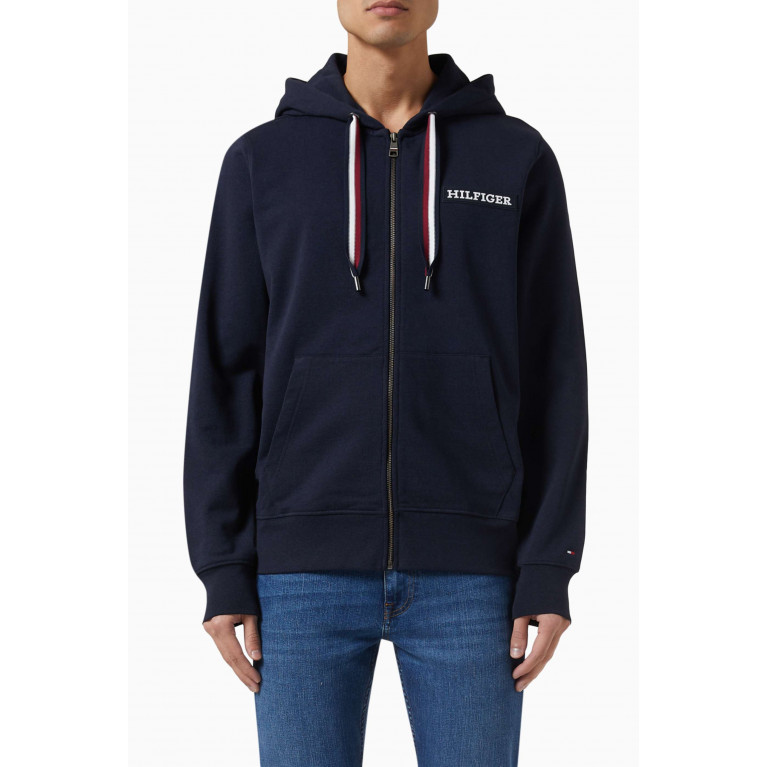 Tommy Hilfiger - Global Stripe Monotype Hoodie in Viscose-cotton Blend Blue