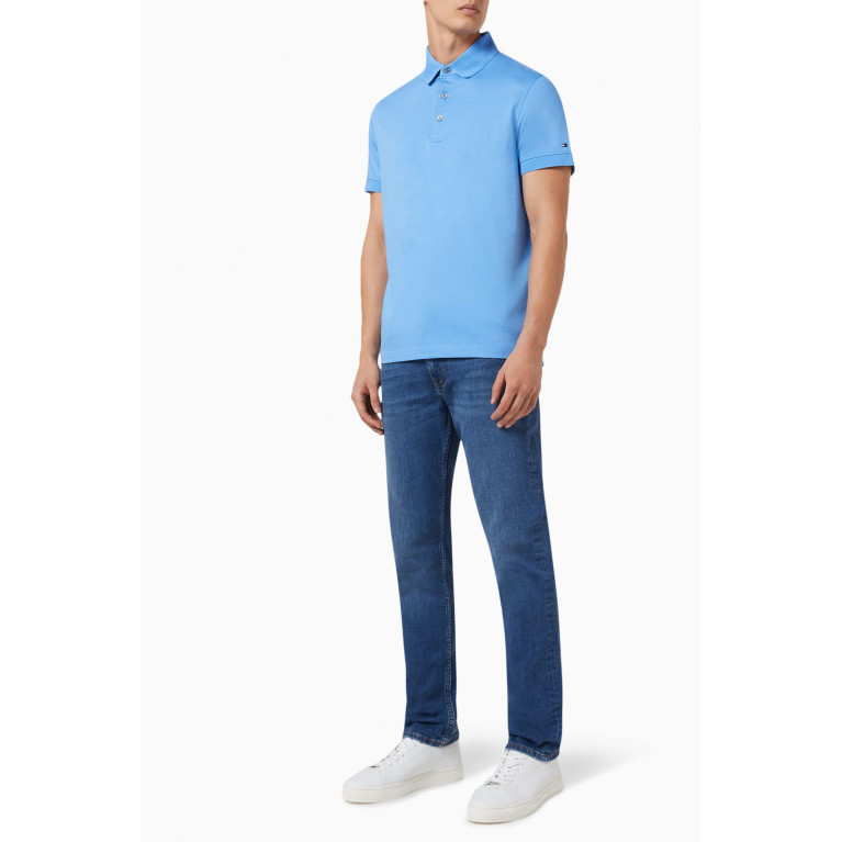 Tommy Hilfiger - Mercerized Slim-fit Polo T-shirt in Cotton-jersey Blue