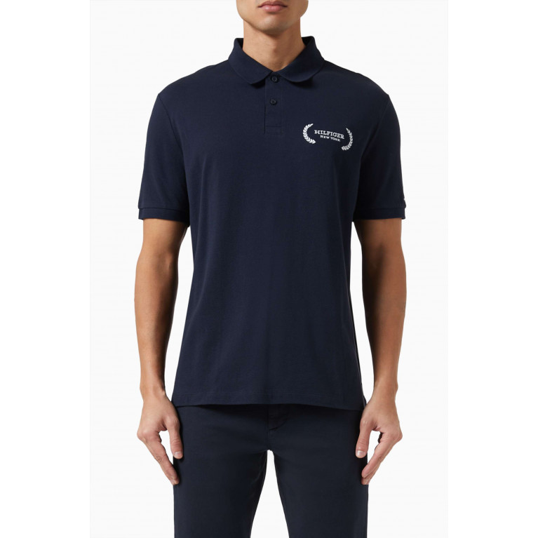 Tommy Hilfiger - Monotype NY Polo Shirt in Organic Cotton Pique Blue