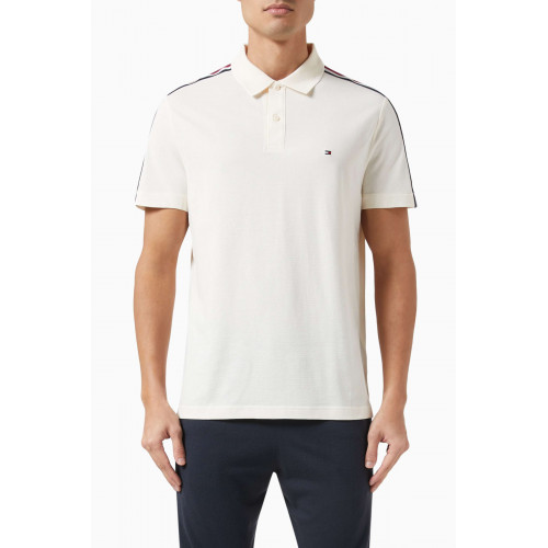 Tommy Hilfiger - Global Stripe Monotype Polo Shirt in Cotton Pique Neutral