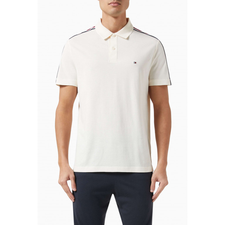 Tommy Hilfiger - Global Stripe Monotype Polo Shirt in Cotton Pique Neutral