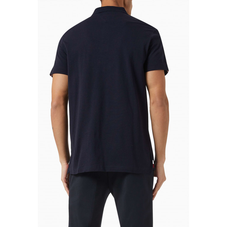 Tommy Hilfiger - Global Stripe Monotype Polo Shirt in Cotton Pique Blue