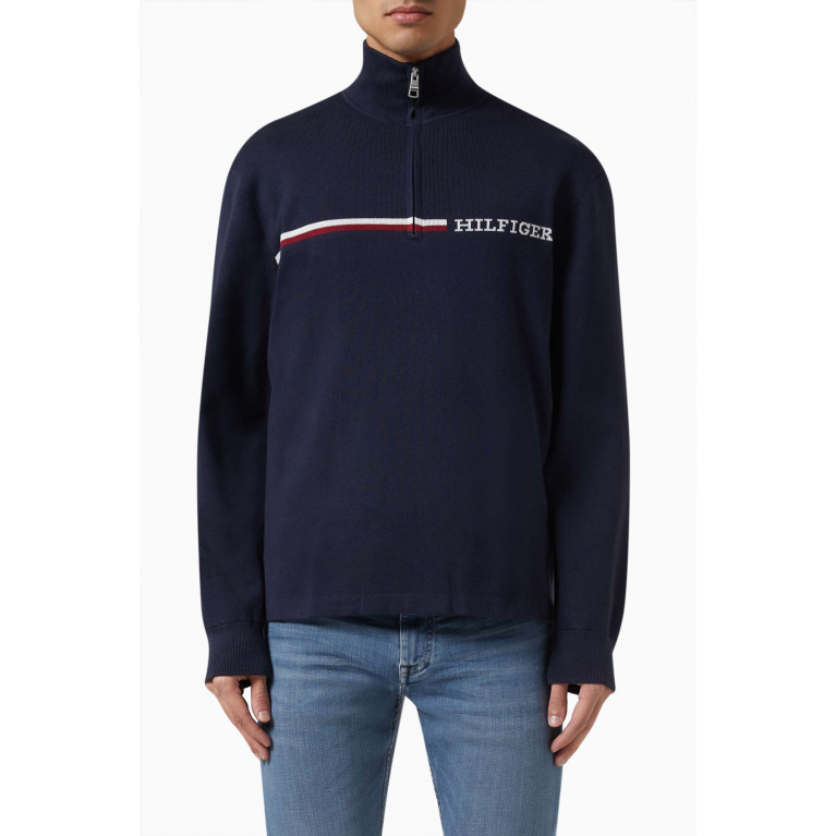 Tommy Hilfiger - Global Stripe Monotype Half-zip Sweatshirt in Organic Cotton