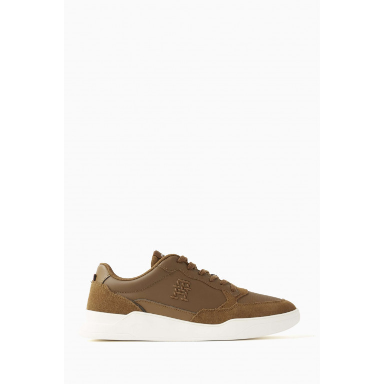 Tommy Hilfiger - Elevated Cupsole Sneakers in Leather Blend Brown