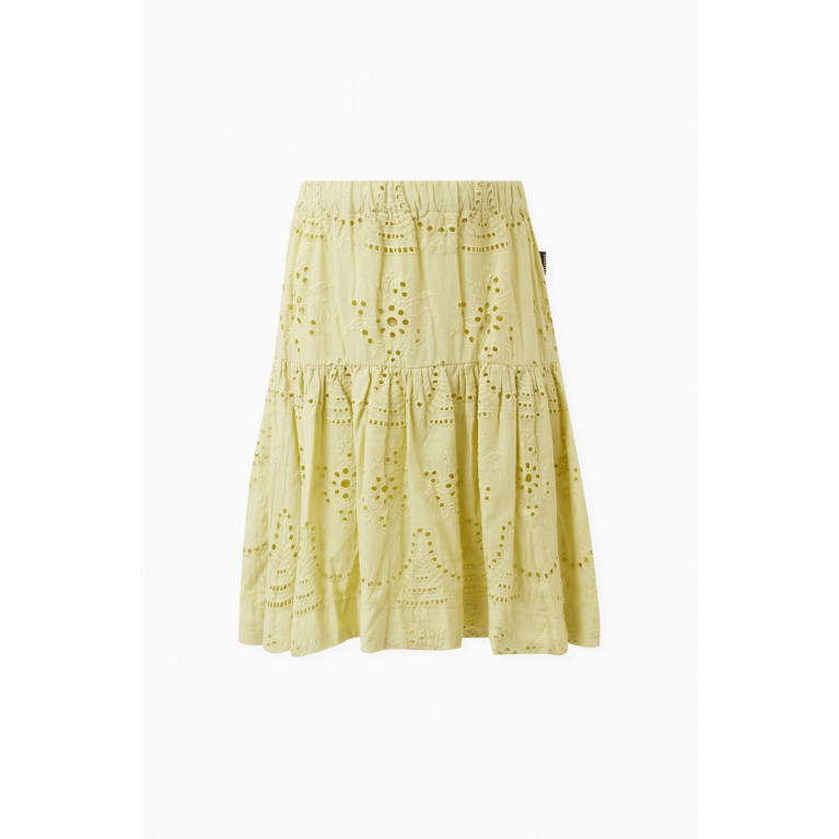 Molo - Eyelet-detail Skirt in Cotton Green