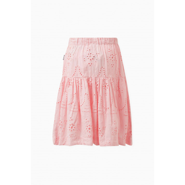 Molo - Eyelet-detail Skirt in Cotton Pink