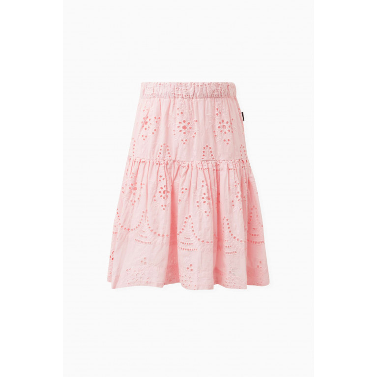 Molo - Eyelet-detail Skirt in Cotton Pink