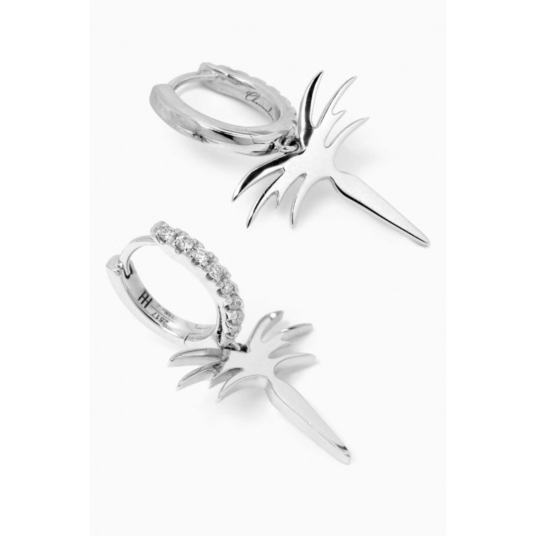 Charmaleena - Edges of Nature Diamond Hoop Earrings in 18kt White Gold