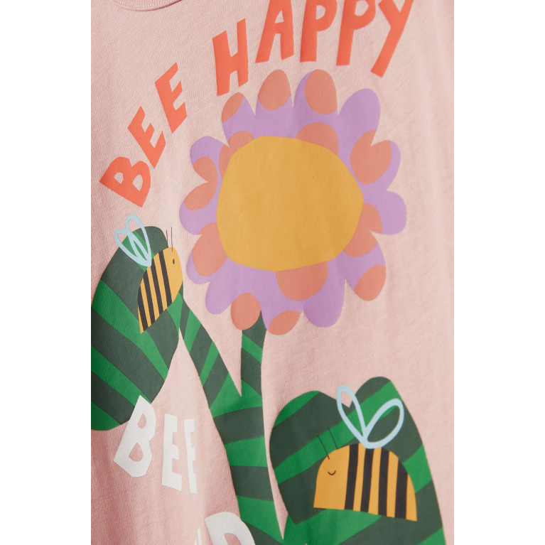 Stella McCartney - Bee Happy Graphic Print T-Shirt in Cotton Pink