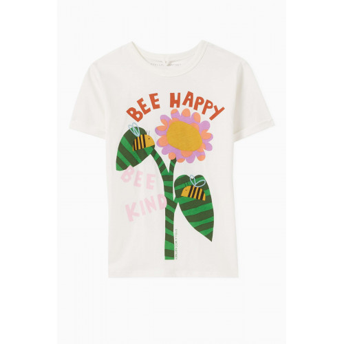Stella McCartney - Bee Happy Graphic Print T-Shirt in Cotton White