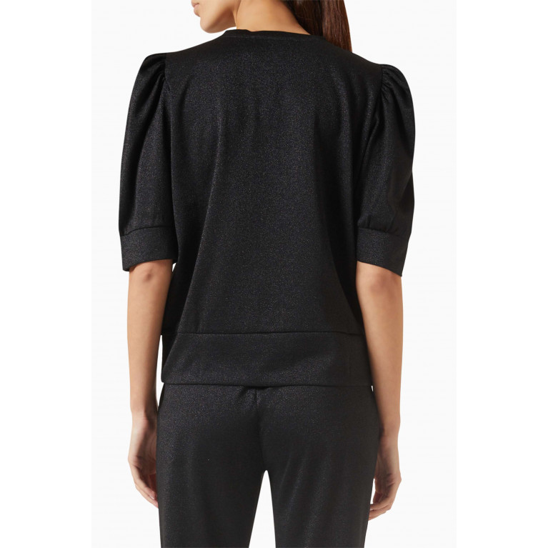 Karl Lagerfeld - Short Puff-sleeve Sweatshirt in Lurex-blend