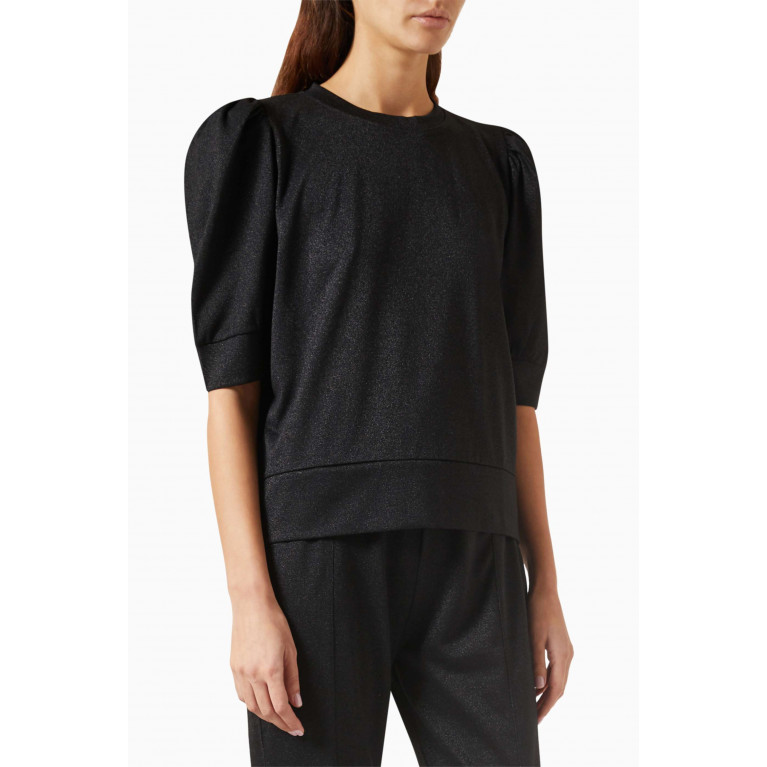 Karl Lagerfeld - Short Puff-sleeve Sweatshirt in Lurex-blend