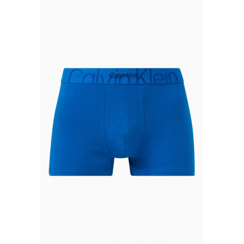 Calvin Klein - Embossed Icon Medium-rise Trunks in Stretch-jersey Blue