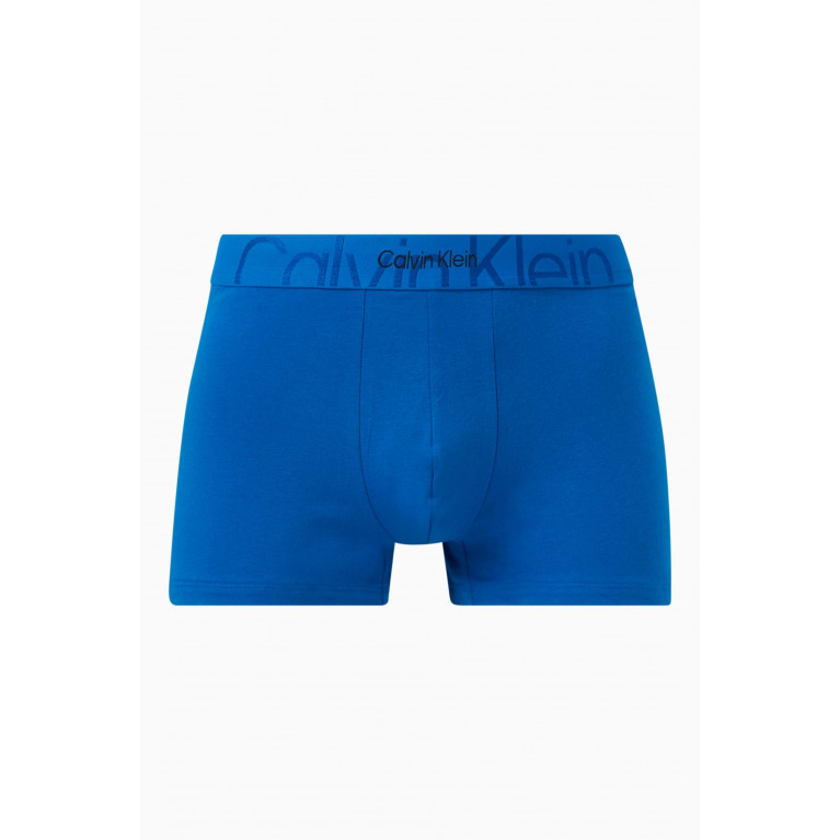 Calvin Klein - Embossed Icon Medium-rise Trunks in Stretch-jersey Blue