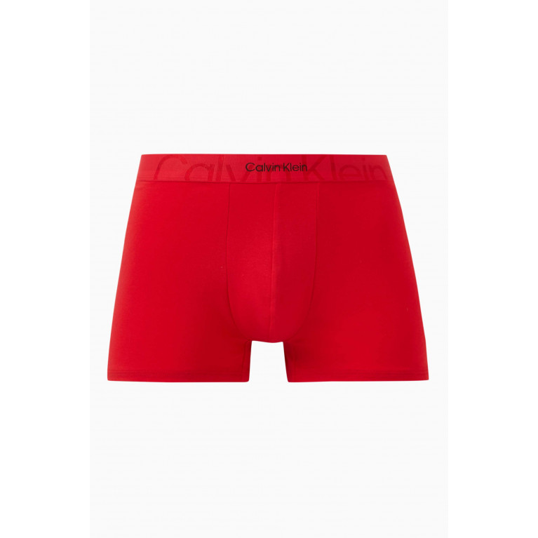 Calvin Klein - Embossed Icon Medium-rise Trunks in Stretch-jersey Red