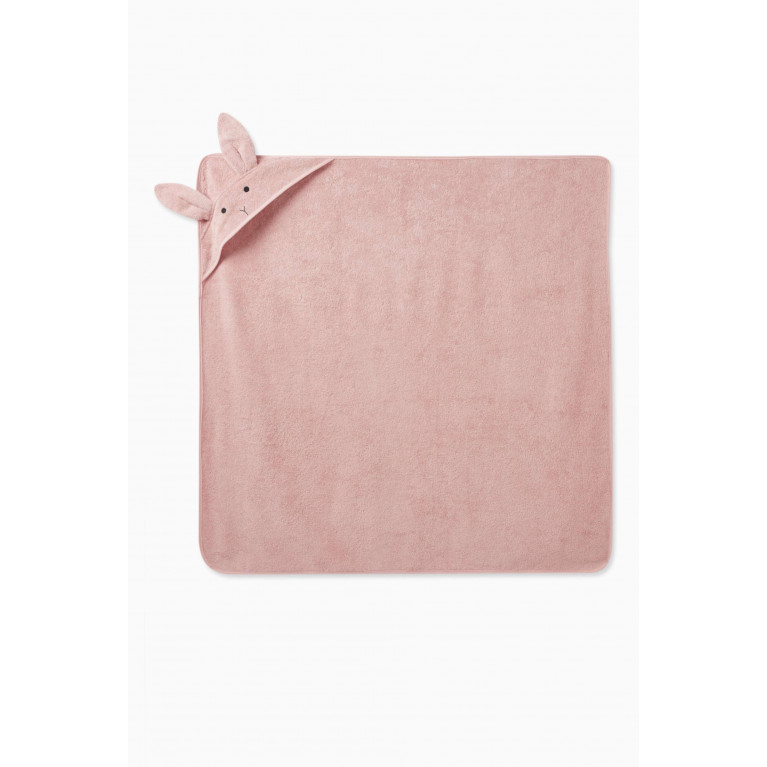 Liewood - Rabbit-detail Hooded Towel in Cotton Terry Pink