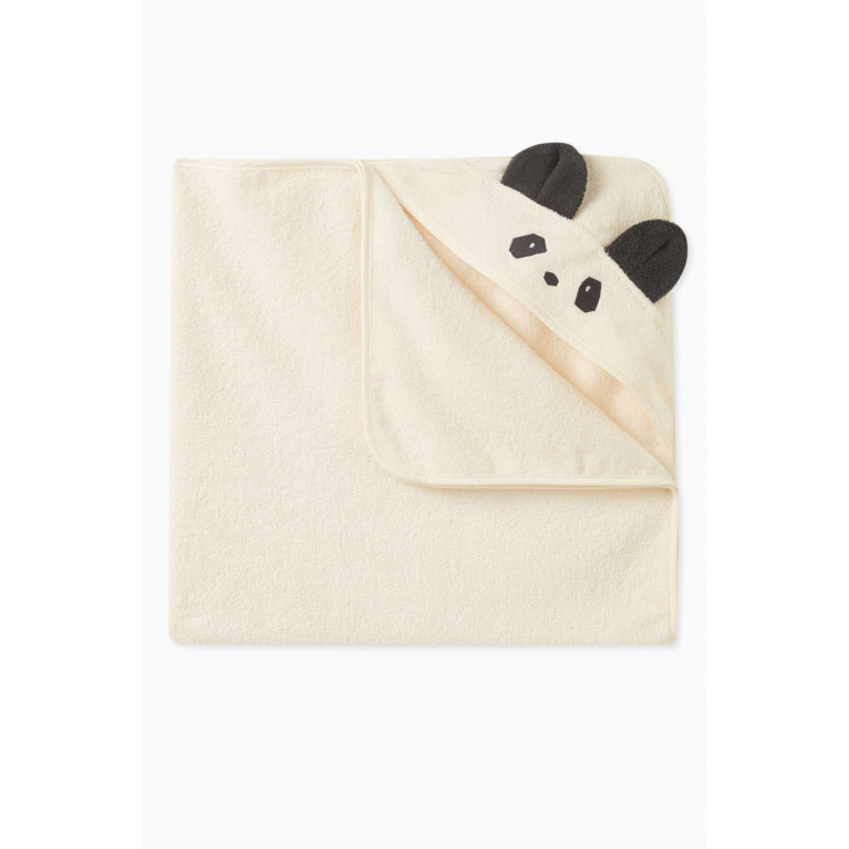 Liewood - Rabbit-detail Hooded Towel in Cotton Terry Neutral