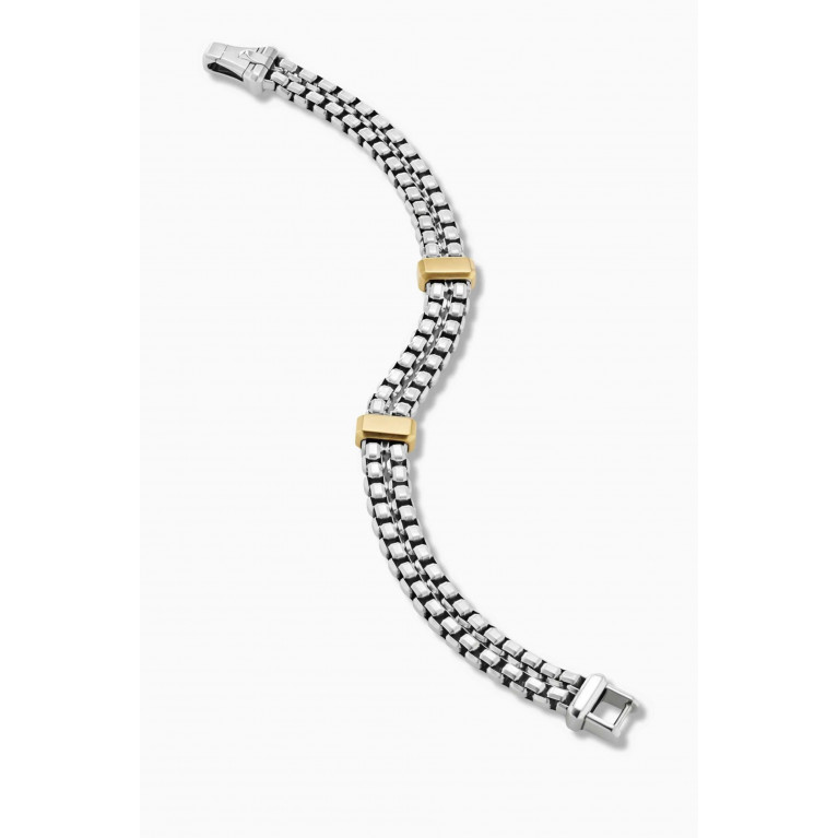 David Yurman - Double Box Chain Bracelet in Sterling Silver & 18kt Yellow Gold, 10.5mm