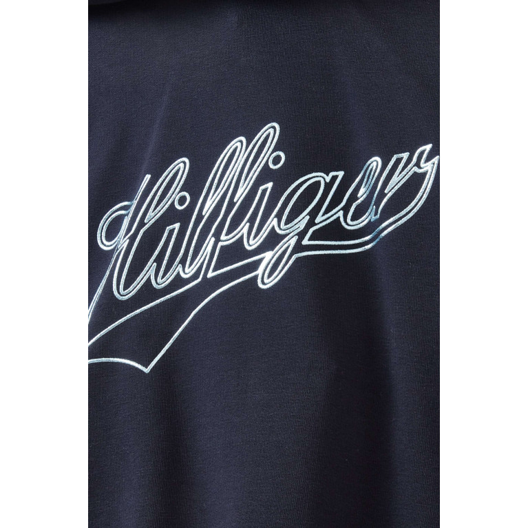 Tommy Hilfiger - Ruffled Logo Hoodie in Stretch Organic Cotton Blue
