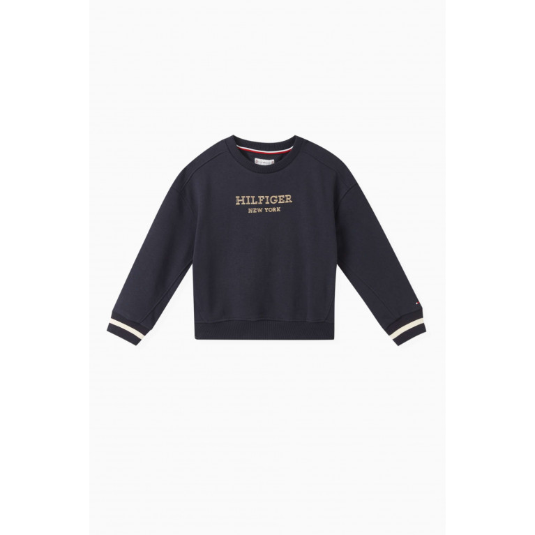 Tommy Hilfiger - Metallic Monotype Logo Sweatshirt in Cotton Blend