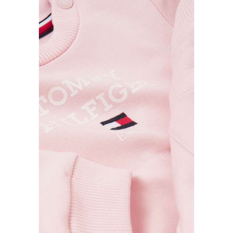 Tommy Hilfiger - Logo Sweatshirt & Joggers Set in Stretch Organic Cotton Pink