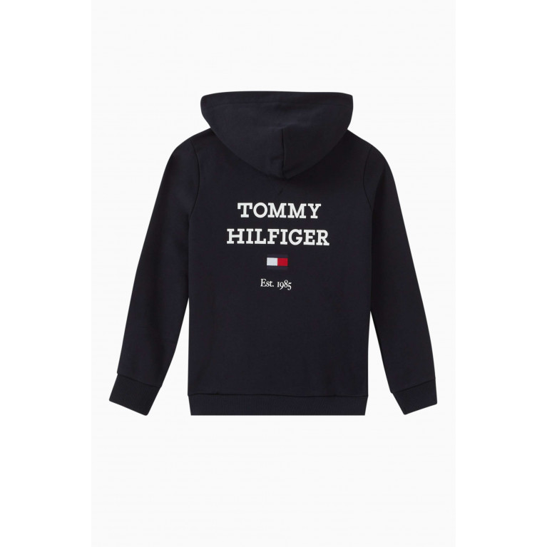 Tommy Hilfiger - Logo Zip-Through Hoodie in Cotton Blue