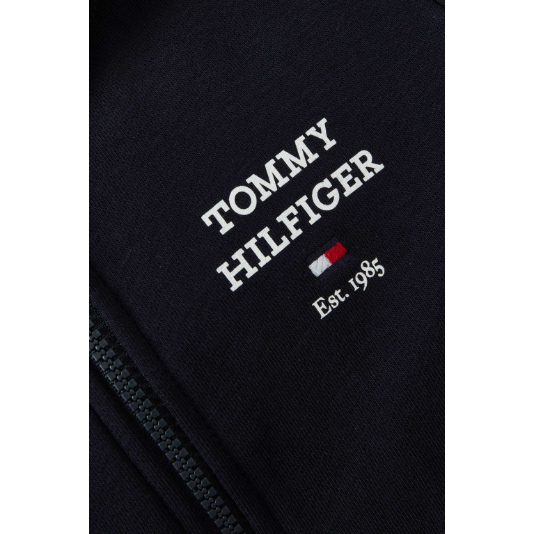 Tommy Hilfiger - Logo Zip-Through Hoodie in Cotton Blue