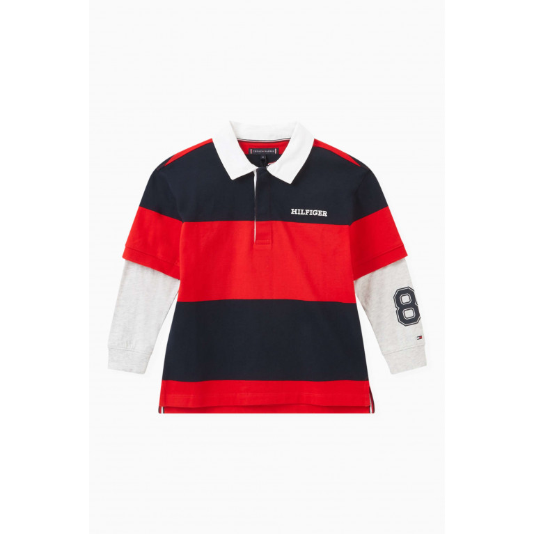Tommy Hilfiger - Striped Varsity Rugby Polo Shirt in Cotton