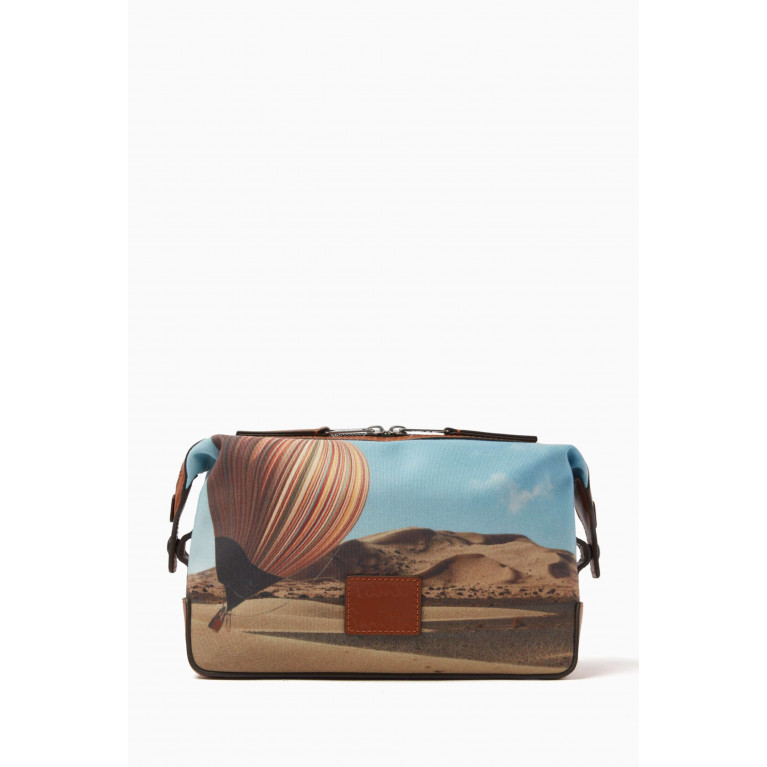 Paul Smith - Signature Stripe Balloon Print Wash Bag in Canvas & Leather