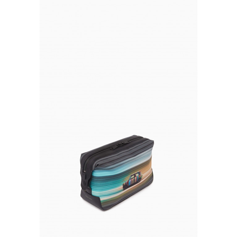 Paul Smith - Mini Blur Print Wash Bag in Canvas & Leather