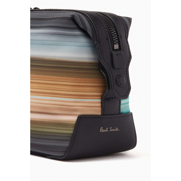 Paul Smith - Mini Blur Print Wash Bag in Canvas & Leather