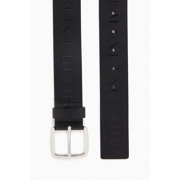 Armani Exchange - Logo-print Belt in Leather Black