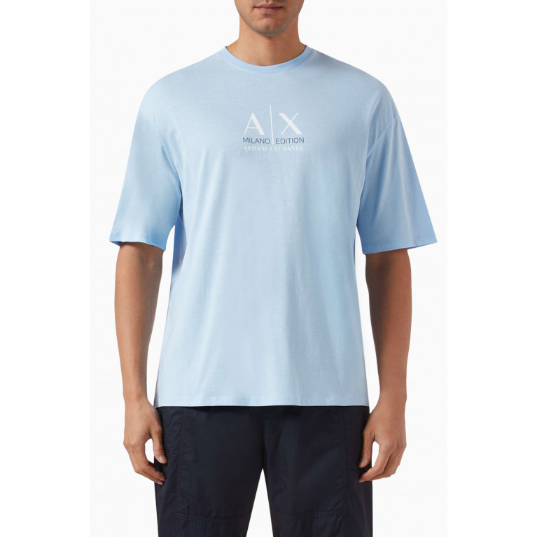 Armani Exchange - Milano Edition Logo T-shirt in Cotton Blue