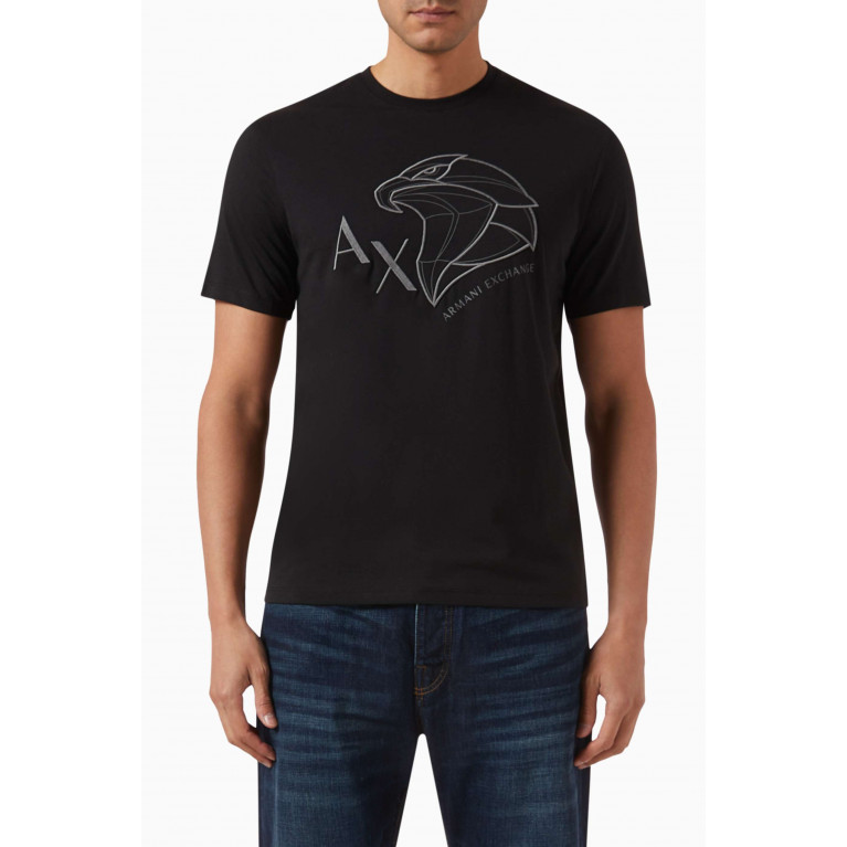 Armani Exchange - Digital Desert Embroidered AX Logo T-shirt in Cotton Black