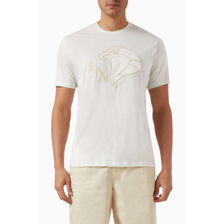 Armani Exchange - Digital Desert Embroidered AX Logo T-shirt in Cotton White