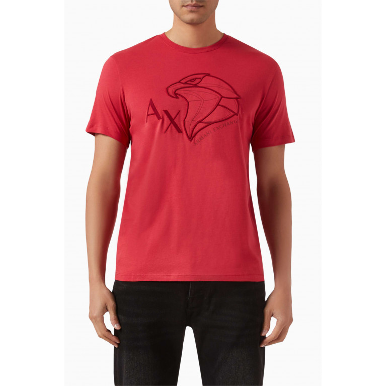 Armani Exchange - Digital Desert Embroidered AX Logo T-shirt in Cotton Red