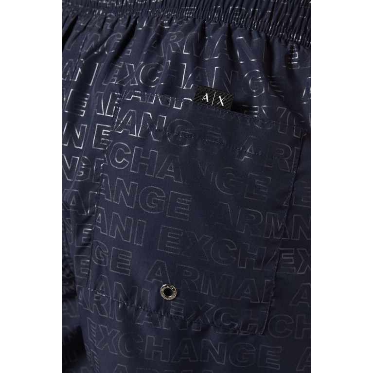 Armani Exchange - All-over AX Logo Swim Shorts Blue