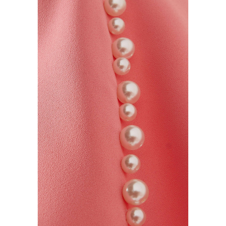 Nihan Peker - Pearl-embellished Cape Maxi Dress in Crepe