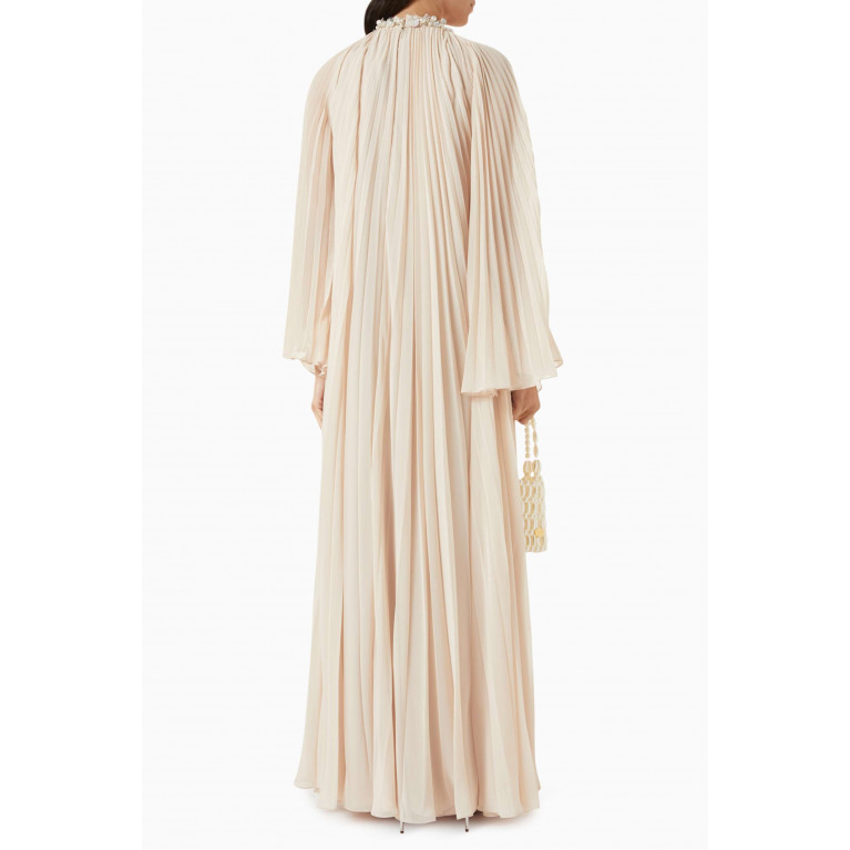Nihan Peker - Embellished Pleated Maxi Dress in Chiffon
