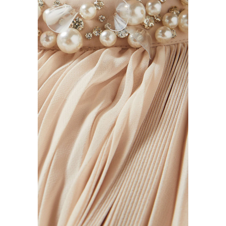 Nihan Peker - Embellished Pleated Maxi Dress in Chiffon