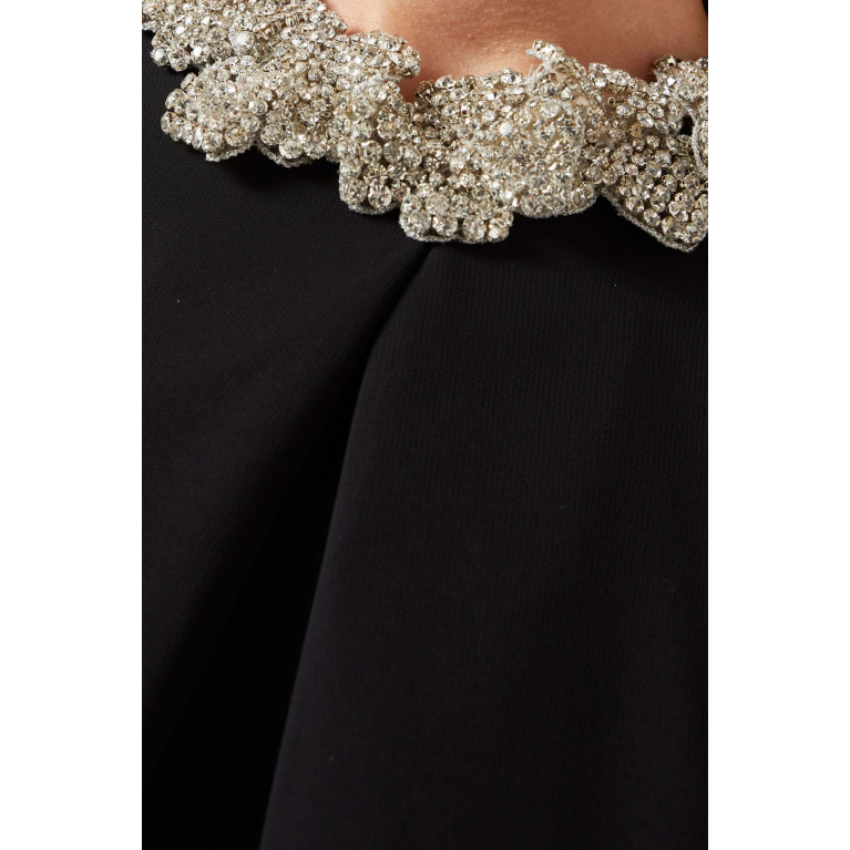 Nihan Peker - Crystal-embellished Feather Maxi Dress in Chiffon