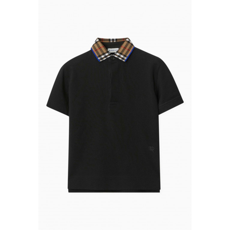 Burberry - Check-collar Polo Shirt in Cotton Piqué
