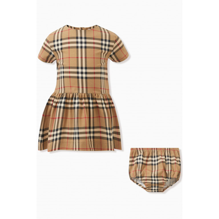 Burberry - Check Dress & Bloomers Set in Stretch Cotton
