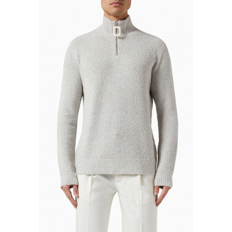 Jw Anderson - Boucle Henley Jumper in Cotton-cashmere Knit