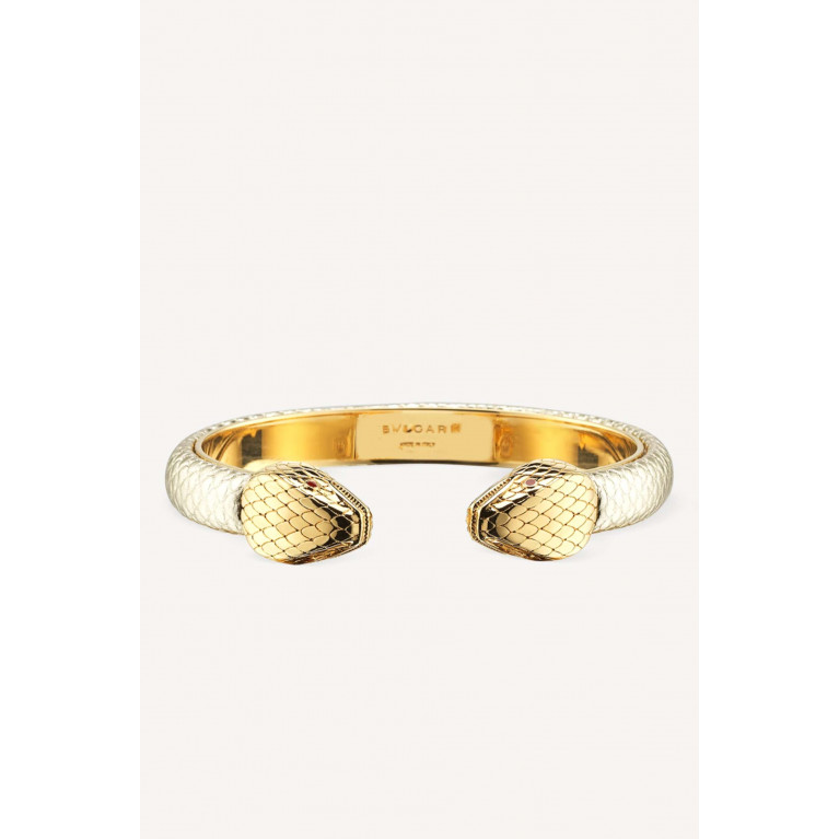 BVLGARI - Serpenti Forever Bangle in Gold-plated Brass & Karung Leather